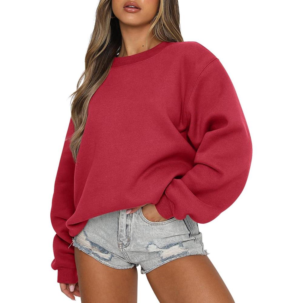 imageANRABESS Womens Sweatshirts Crewneck Fleece Oversized Pullover Sweaters Fall Winter Cute Tops Teen Girls Preppy Clothes 2025Red