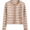 imageANRABESS Women Striped Cardigan Sweaters Button Down Cropped Knit Lady Jackets Coat 2025 Fall Outfits Trendy ClothesApricot White Stripe
