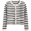 imageANRABESS Women Striped Cardigan Sweaters Button Down Cropped Knit Lady Jackets Coat 2025 Fall Outfits Trendy ClothesWhite Black Stripe