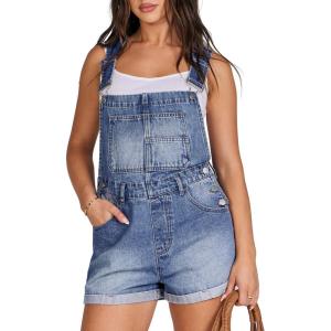 ANRABESS Overalls for Women Denim Shorts Overalls 2025 Summer Casual Loose Fit Adjustable Rompers Jean jumpsuit Bib Shortalls(A Washed Blue)