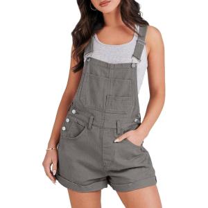 ANRABESS Overalls for Women Denim Shorts Overalls 2025 Summer Casual Loose Fit Adjustable Rompers Jean jumpsuit Bib Shortalls(Deep Gray)