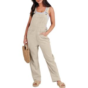 ANRABESS Overalls for Women Loose Fit Denim Overalls Adjustable Strap Jean Jumpsuit Bib Romper 2025 Fall Casual Work Outfits(Apricot)