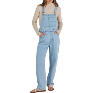ANRABESS Overalls for Women Loose Fit Denim Overalls Adjustable Strap Jean Jumpsuit Bib Romper 2025 Fall Casual Work Outfits(Washed Azure)