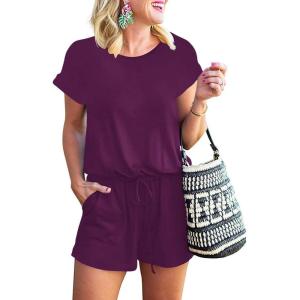 ANRABESS Rompers for Women Summer 2025 Casual Dressy One Piece Tshirt Short Pants Jumpsuit Beach Vacation Outfit Clothes(Purple)