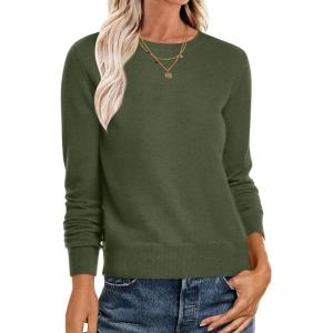 ANRABESS Sweaters for Women Long Sleeve Lightweight Crewneck Soft Basic Knit Loose Fit Pullover Top 2025 Fall Trendy Outfits(Army Green)
