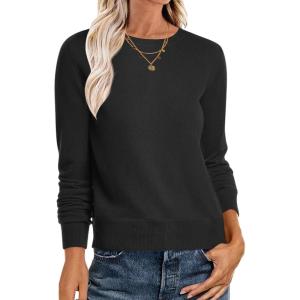 ANRABESS Sweaters for Women Long Sleeve Lightweight Crewneck Soft Basic Knit Loose Fit Pullover Top 2025 Fall Trendy Outfits(Black)