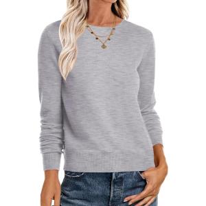 ANRABESS Sweaters for Women Long Sleeve Lightweight Crewneck Soft Basic Knit Loose Fit Pullover Top 2025 Fall Trendy Outfits(Light Gray)