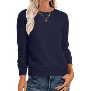 ANRABESS Sweaters for Women Long Sleeve Lightweight Crewneck Soft Basic Knit Loose Fit Pullover Top 2025 Fall Trendy Outfits(Navy)