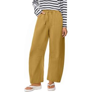 ANRABESS Women Barrel Jeans High Waisted Wide Leg Drawstring Denim Pants Y2K Baggy Loose Fit Trouser Jeans with Pockets(Light Khaki)