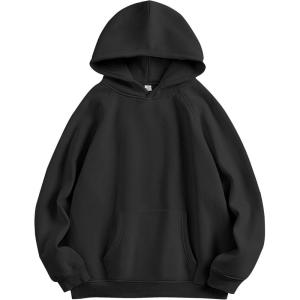 ANRABESS Women Hoodies Oversized Fleece Long Sleeve Comfy Casual Basic Pullover Sweatshirts 2025 Fall Outfits Y2K Clothes(Black)