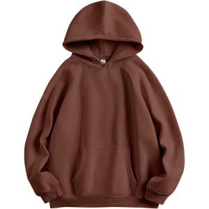 ANRABESS Women Hoodies Oversized Fleece Long Sleeve Comfy Casual Basic Pullover Sweatshirts 2025 Fall Outfits Y2K Clothes(Brown)
