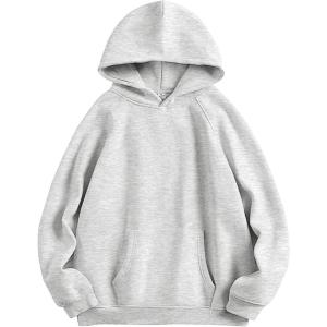 ANRABESS Women Hoodies Oversized Fleece Long Sleeve Comfy Casual Basic Pullover Sweatshirts 2025 Fall Outfits Y2K Clothes(Gray)