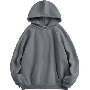 ANRABESS Women Hoodies Oversized Fleece Long Sleeve Comfy Casual Basic Pullover Sweatshirts 2025 Fall Outfits Y2K Clothes(Grey)