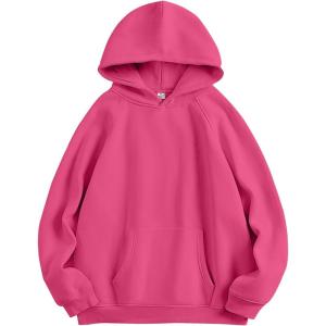 ANRABESS Women Hoodies Oversized Fleece Long Sleeve Comfy Casual Basic Pullover Sweatshirts 2025 Fall Outfits Y2K Clothes(Hot Pink)