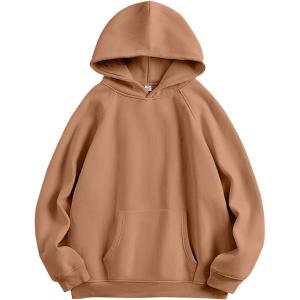 ANRABESS Women Hoodies Oversized Fleece Long Sleeve Comfy Casual Basic Pullover Sweatshirts 2025 Fall Outfits Y2K Clothes(Light Brown)