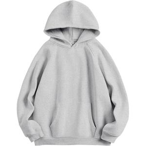 ANRABESS Women Hoodies Oversized Fleece Long Sleeve Comfy Casual Basic Pullover Sweatshirts 2025 Fall Outfits Y2K Clothes(Light Grey)