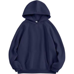 ANRABESS Women Hoodies Oversized Fleece Long Sleeve Comfy Casual Basic Pullover Sweatshirts 2025 Fall Outfits Y2K Clothes(Navy Blue)