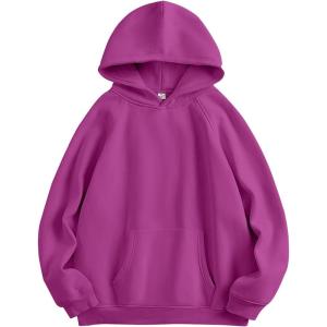 ANRABESS Women Hoodies Oversized Fleece Long Sleeve Comfy Casual Basic Pullover Sweatshirts 2025 Fall Outfits Y2K Clothes(Purple)
