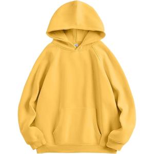 ANRABESS Women Hoodies Oversized Fleece Long Sleeve Comfy Casual Basic Pullover Sweatshirts 2025 Fall Outfits Y2K Clothes(Yellow)