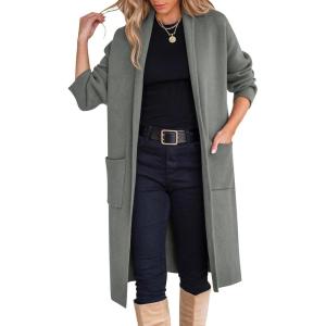 ANRABESS Women’s Cardigan Long Sweater Oversized Open Front Knit Coatigan Duster Coat 2025 Trendy Fall Outfits Outerwear(Deep Grey)
