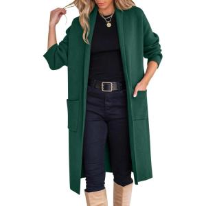 ANRABESS Women’s Cardigan Long Sweater Oversized Open Front Knit Coatigan Duster Coat 2025 Trendy Fall Outfits Outerwear(Opal Green)