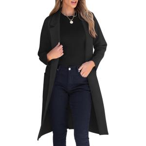 ANRABESS Womens Cardigan Sweater 2025 Fall Outfits Knitted Lapel Long Coats Coatigans(Black)