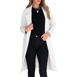 ANRABESS Womens Cardigan Sweater 2025 Fall Outfits Knitted Lapel Long Coats Coatigans(Cream White)