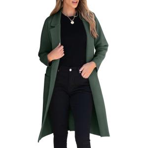ANRABESS Womens Cardigan Sweater 2025 Fall Outfits Knitted Lapel Long Coats Coatigans(Deep Green)