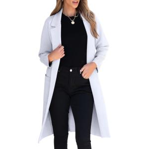 ANRABESS Womens Cardigan Sweater 2025 Fall Outfits Knitted Lapel Long Coats Coatigans(Light Blue)