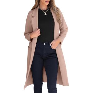 ANRABESS Womens Cardigan Sweater 2025 Fall Outfits Knitted Lapel Long Coats Coatigans(Light Camel)
