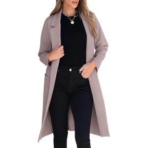 ANRABESS Womens Cardigan Sweater 2025 Fall Outfits Knitted Lapel Long Coats Coatigans(Red Apricot)