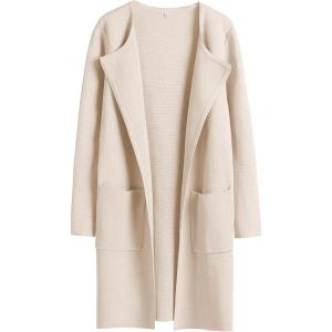 ANRABESS Womens Cardigan Sweater Open Front Knit Long Coatigan Dressy Casual Jacket Coat 2025 Fall Outfits Classy Clothes(Beige)
