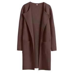 ANRABESS Womens Cardigan Sweater Open Front Knit Long Coatigan Dressy Casual Jacket Coat 2025 Fall Outfits Classy Clothes(Brown)