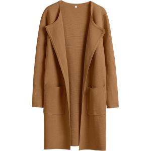 ANRABESS Womens Cardigan Sweater Open Front Knit Long Coatigan Dressy Casual Jacket Coat 2025 Fall Outfits Classy Clothes(Caramel)