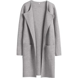 ANRABESS Womens Cardigan Sweater Open Front Knit Long Coatigan Dressy Casual Jacket Coat 2025 Fall Outfits Classy Clothes(Gray)