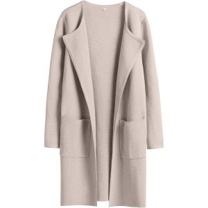ANRABESS Womens Cardigan Sweater Open Front Knit Long Coatigan Dressy Casual Jacket Coat 2025 Fall Outfits Classy Clothes(Gray Apricort)