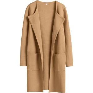 ANRABESS Womens Cardigan Sweater Open Front Knit Long Coatigan Dressy Casual Jacket Coat 2025 Fall Outfits Classy Clothes(Light Brown)