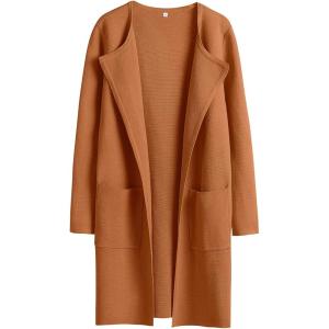 ANRABESS Womens Cardigan Sweater Open Front Knit Long Coatigan Dressy Casual Jacket Coat 2025 Fall Outfits Classy Clothes(Orange Rust)