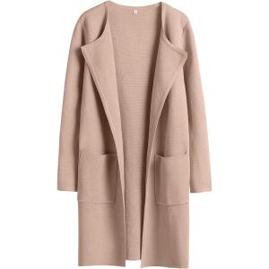 ANRABESS Womens Cardigan Sweater Open Front Knit Long Coatigan Dressy Casual Jacket Coat 2025 Fall Outfits Classy Clothes(Peachy Khaki)