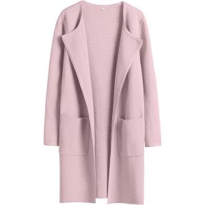 ANRABESS Womens Cardigan Sweater Open Front Knit Long Coatigan Dressy Casual Jacket Coat 2025 Fall Outfits Classy Clothes(Pink)