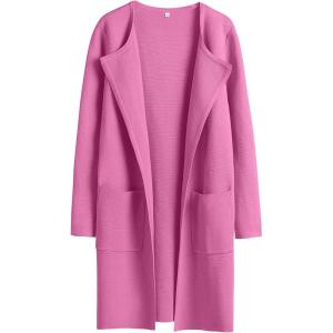 ANRABESS Womens Cardigan Sweater Open Front Knit Long Coatigan Dressy Casual Jacket Coat 2025 Fall Outfits Classy Clothes(Rose)