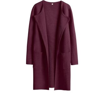 ANRABESS Womens Cardigan Sweater Open Front Knit Long Coatigan Dressy Casual Jacket Coat 2025 Fall Outfits Classy Clothes(Wine Red)