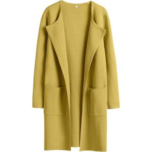ANRABESS Womens Cardigan Sweater Open Front Knit Long Coatigan Dressy Casual Jacket Coat 2025 Fall Outfits Classy Clothes(Yellow)