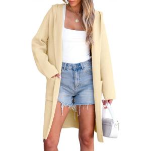 ANRABESS Womens Cardigan Sweater Oversized Coatigan Knitted Hooded Coat 2025 Fall Outfits Outwear(Khaki Beige)