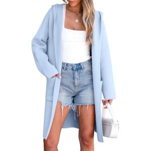ANRABESS Womens Cardigan Sweater Oversized Coatigan Knitted Hooded Coat 2025 Fall Outfits Outwear(Sky)
