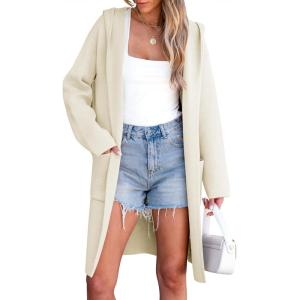 ANRABESS Womens Cardigan Sweater Oversized Coatigan Knitted Hooded Coat 2025 Fall Outfits Outwear(White)