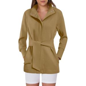 ANRABESS Women’s Jacket Belted Long Sleeve Wrap Trench Coat 2025 Fall Winter Casual Dressy Travel Outerwear with Pockets(Camel)