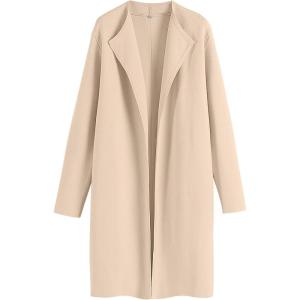 ANRABESS Women’s Long Cardigans Sweater 2025 Fall Dressy Casual Lapel Knit Warm Trench Coatigan Oversized Blazer Jacket Coat(Apricot)