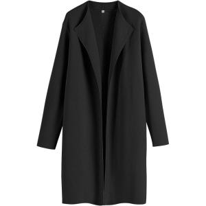 ANRABESS Women’s Long Cardigans Sweater 2025 Fall Dressy Casual Lapel Knit Warm Trench Coatigan Oversized Blazer Jacket Coat(Black)