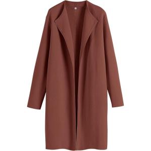 ANRABESS Women’s Long Cardigans Sweater 2025 Fall Dressy Casual Lapel Knit Warm Trench Coatigan Oversized Blazer Jacket Coat(Coffee)